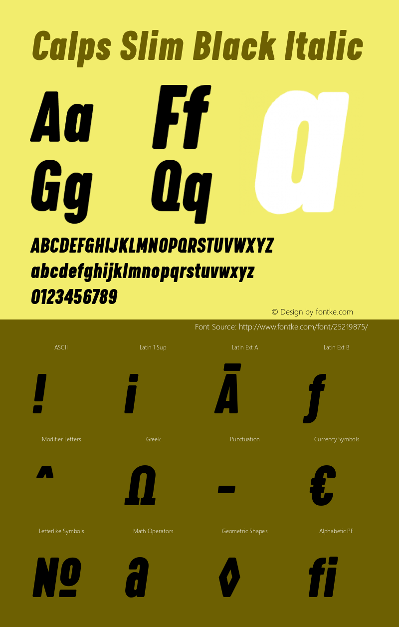 Calps Slim Black Italic Version 1.000图片样张