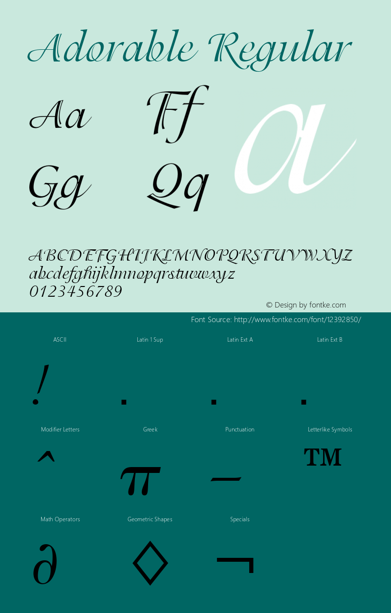 Adorable Regular Font Version 2.6; Converter Version 1.10图片样张