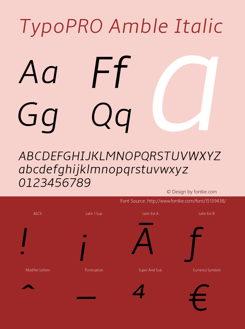 TypoPRO Amble Italic Version 1.00000; 2009图片样张