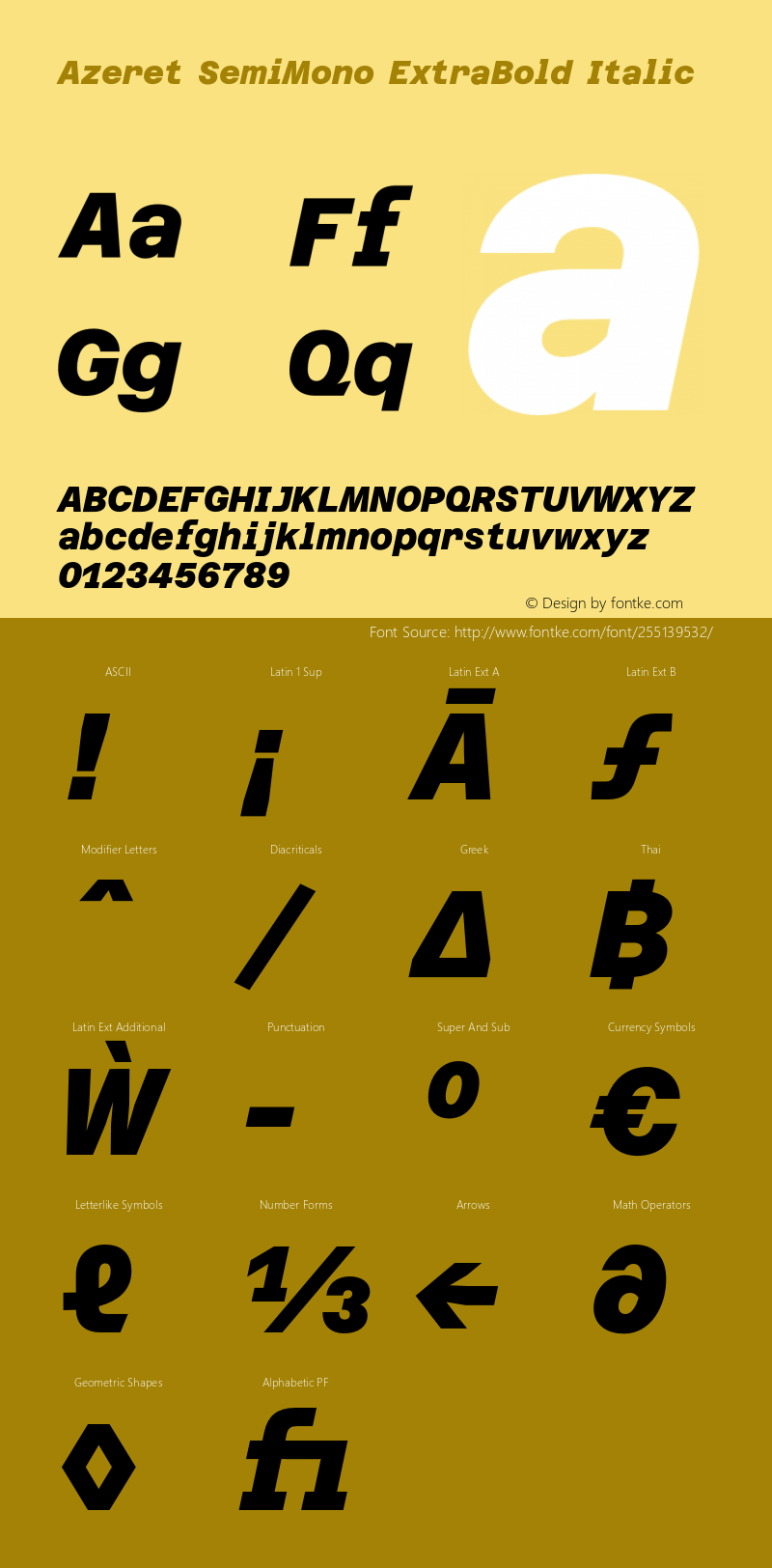 Azeret SemiMono ExtraBold Italic Version 1.000; Glyphs 3.0.3, build 3084图片样张