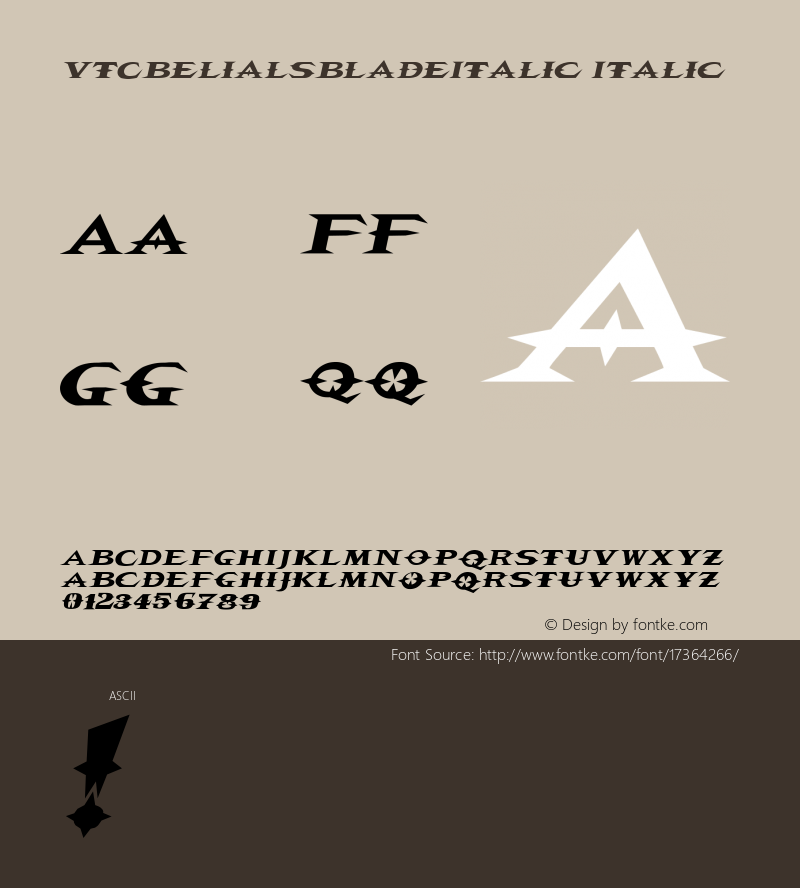 VTCBelialsBladeItalic Italic 1999; 1.0, initial release图片样张