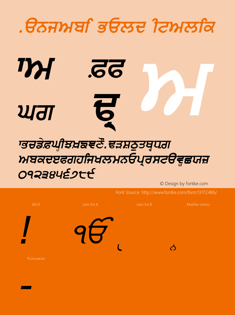 Punjabi Bold Italic Macromedia Fontographer 4.1 8/24/96图片样张