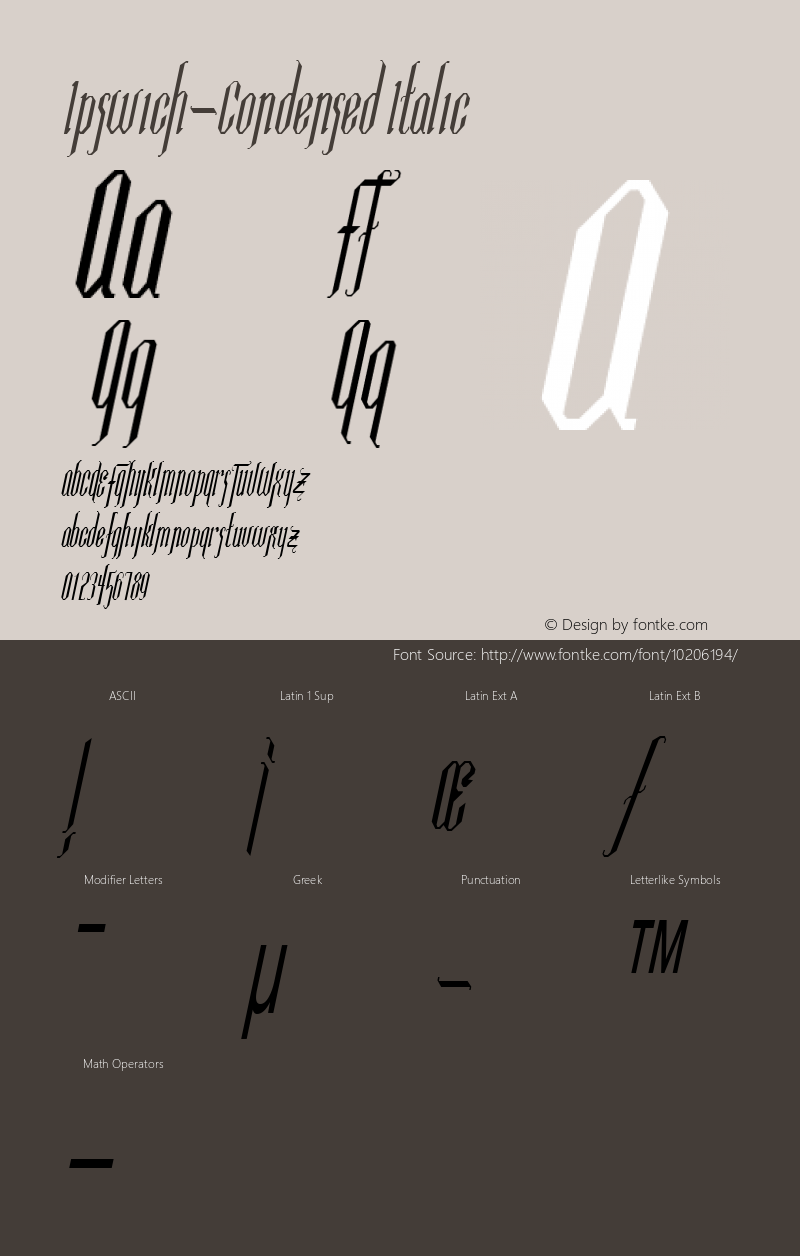 Ipswich-Condensed Italic Macromedia Fontographer 4.1 9/25/96图片样张