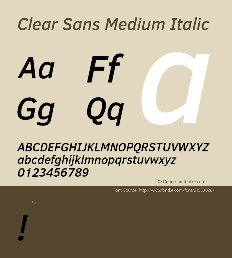 Clear Sans Medium Italic 图片样张