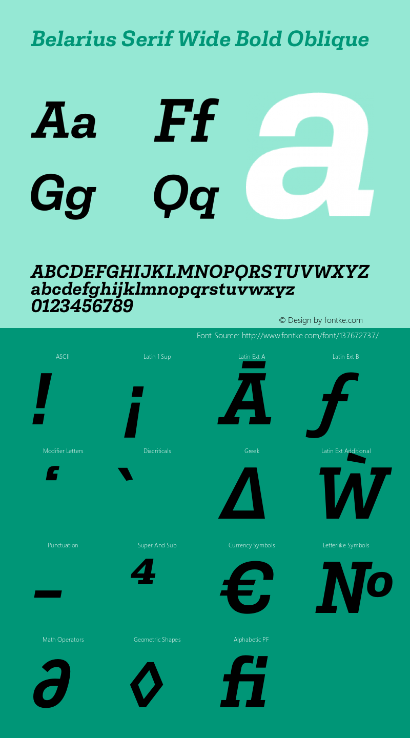 Belarius Serif Wide Bold Oblique Version 1.001图片样张