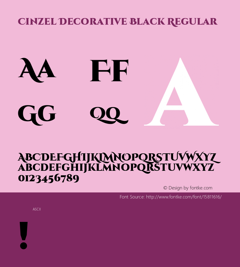 Cinzel Decorative Black Regular Version 1.001;PS 001.001;hotconv 1.0.56;makeotf.lib2.0.21325; ttfautohint (v1.4.1)图片样张