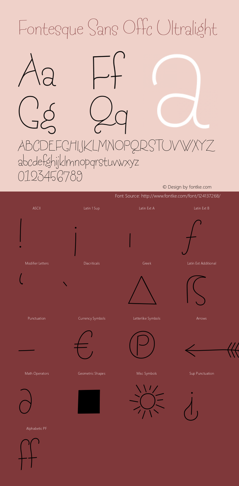 Fontesque Sans Offc Ultralight Version 7.504; 2010; Build 1002图片样张