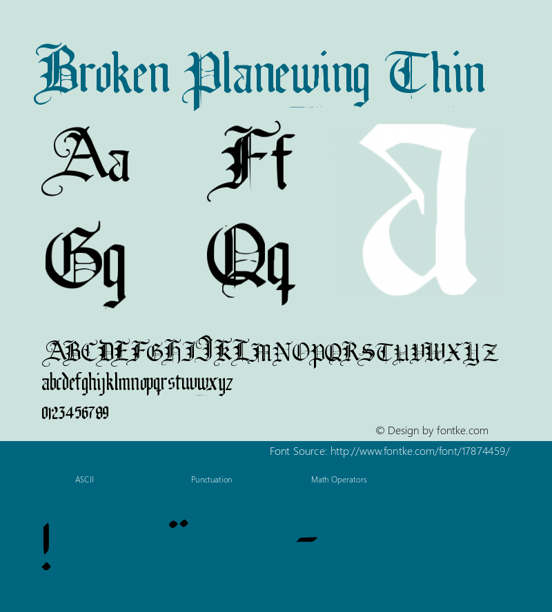 Broken Planewing Thin Version 2001; 1.0, Fontex200图片样张