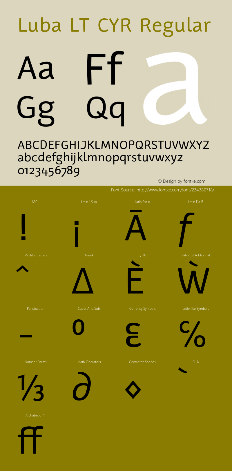 LubaLTCYR-Regular Version 1.00图片样张