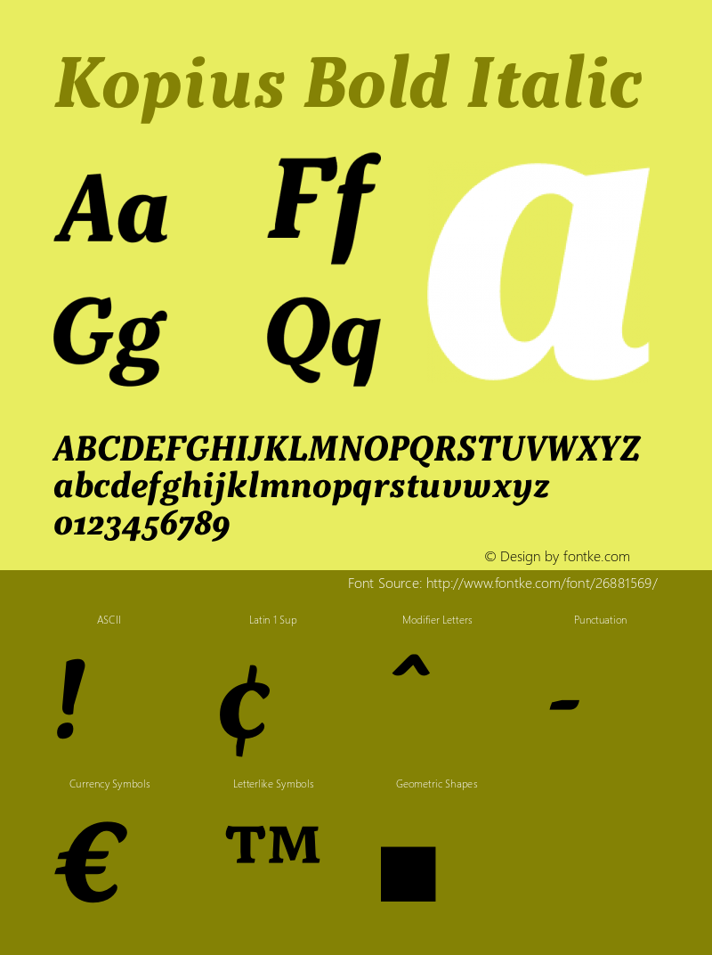 Kopius Bold Italic Version 1.001图片样张