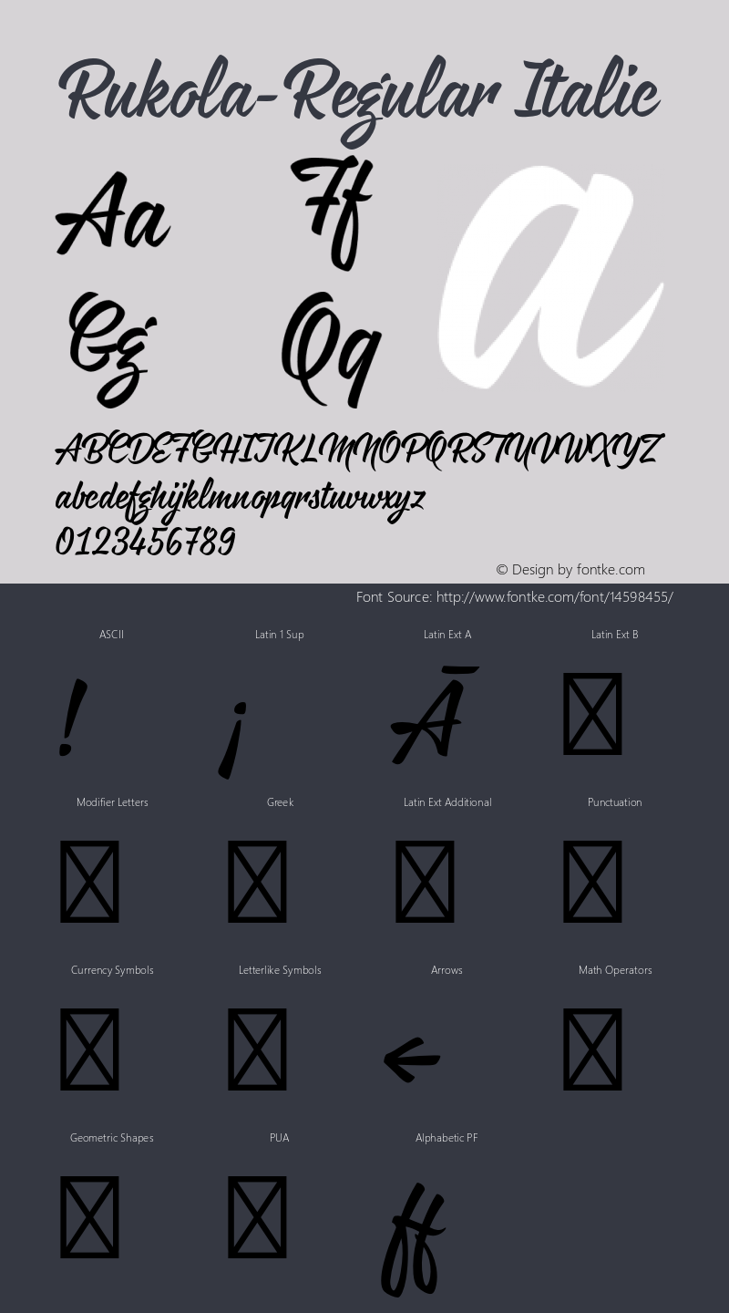 Rukola-Regular Italic Version 1.000图片样张