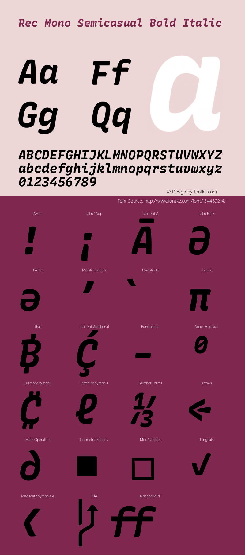 Rec Mono Semicasual Bold Italic Version 1.070图片样张