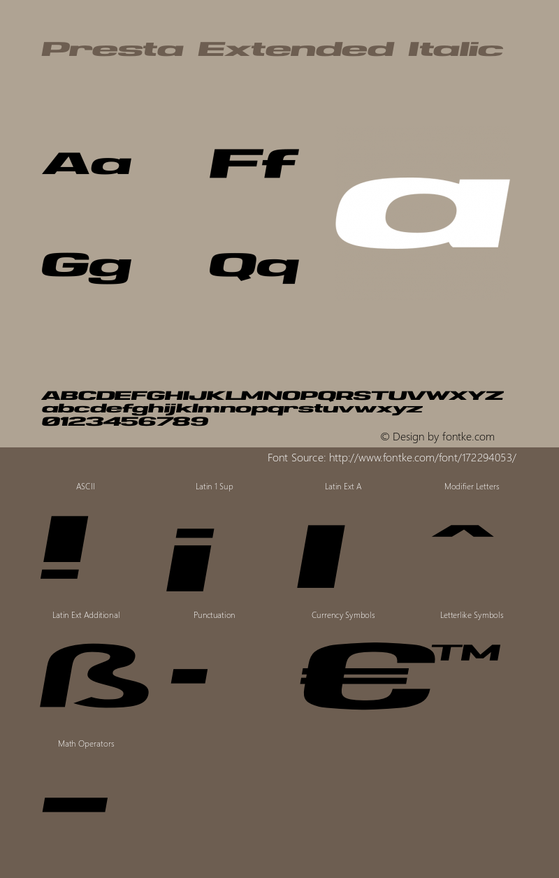 Presta Extended Italic Version 1.002;Fontself Maker 3.5.4图片样张