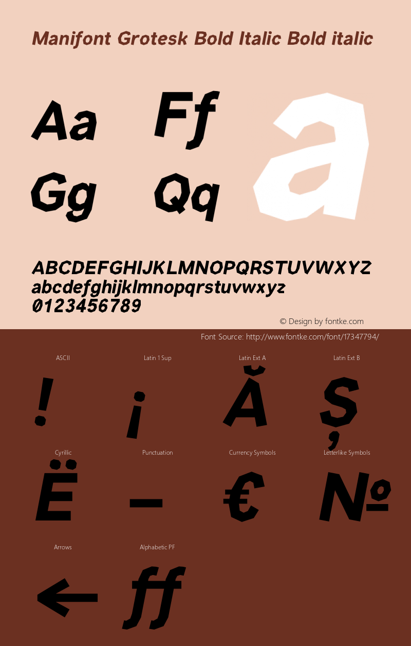 Manifont Grotesk Bold Italic Bold italic Version 002.001图片样张