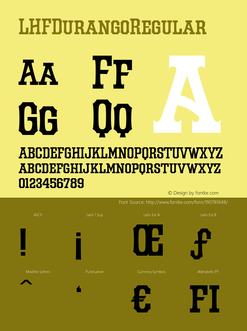 ☞LHF Durango Regular (1.0) #License#;com.myfonts.easy.letterheadfonts.lhf-durango.regular.wfkit2.version.4Boo图片样张