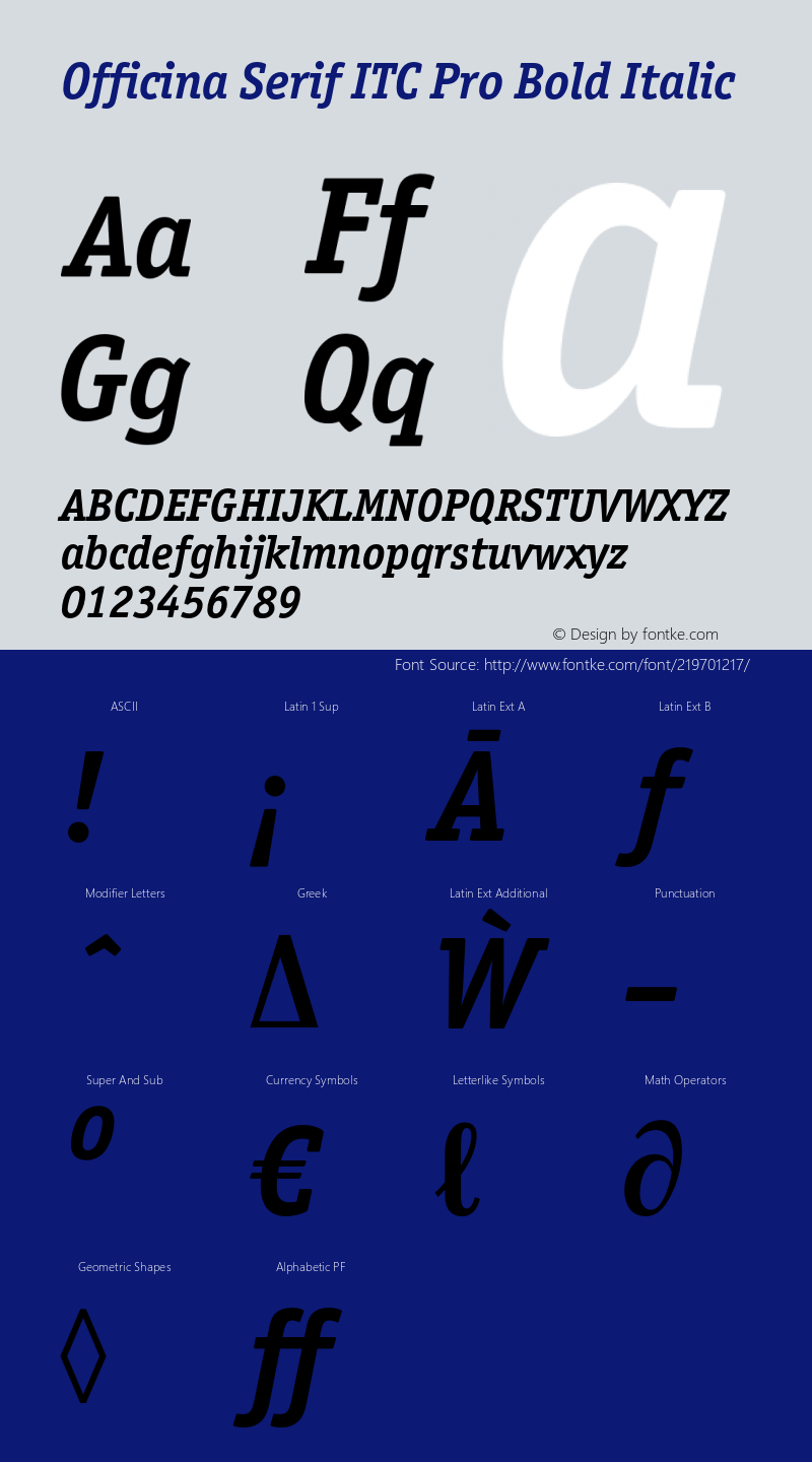 Officina Serif ITC Pro Bold It Version 2.00图片样张