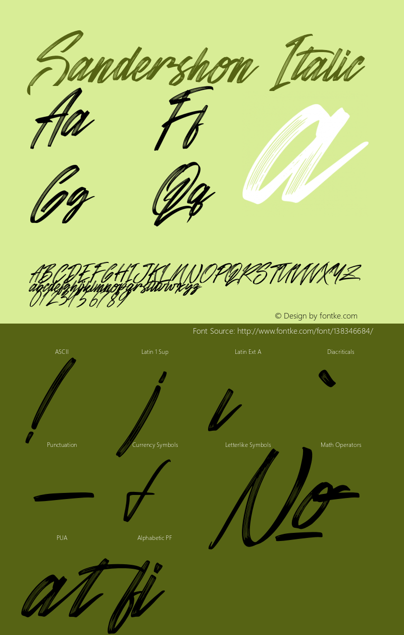 Sandershon Italic Version 1.00;March 24, 2021;FontCreator 13.0.0.2683 64-bit图片样张