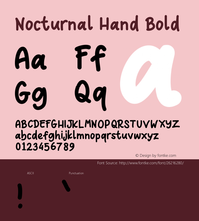 Nocturnal Hand Bold Version 1.00;June 3, 2018;FontCreator 11.0.0.2408 64-bit图片样张