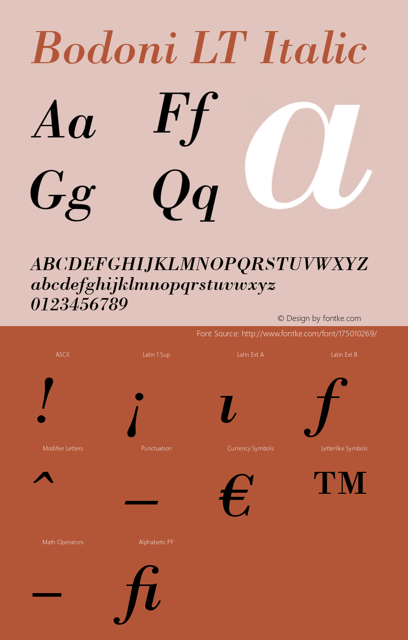 Bodoni LT Italic 006.000图片样张