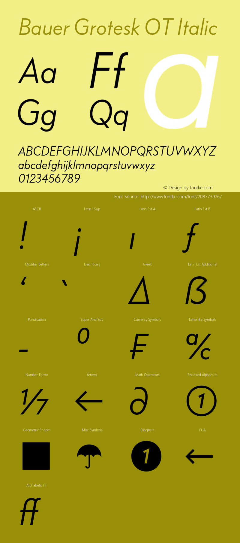 Bauer Grotesk OT Italic Version 7.700, build 1040, FoPs, FL 5.04图片样张