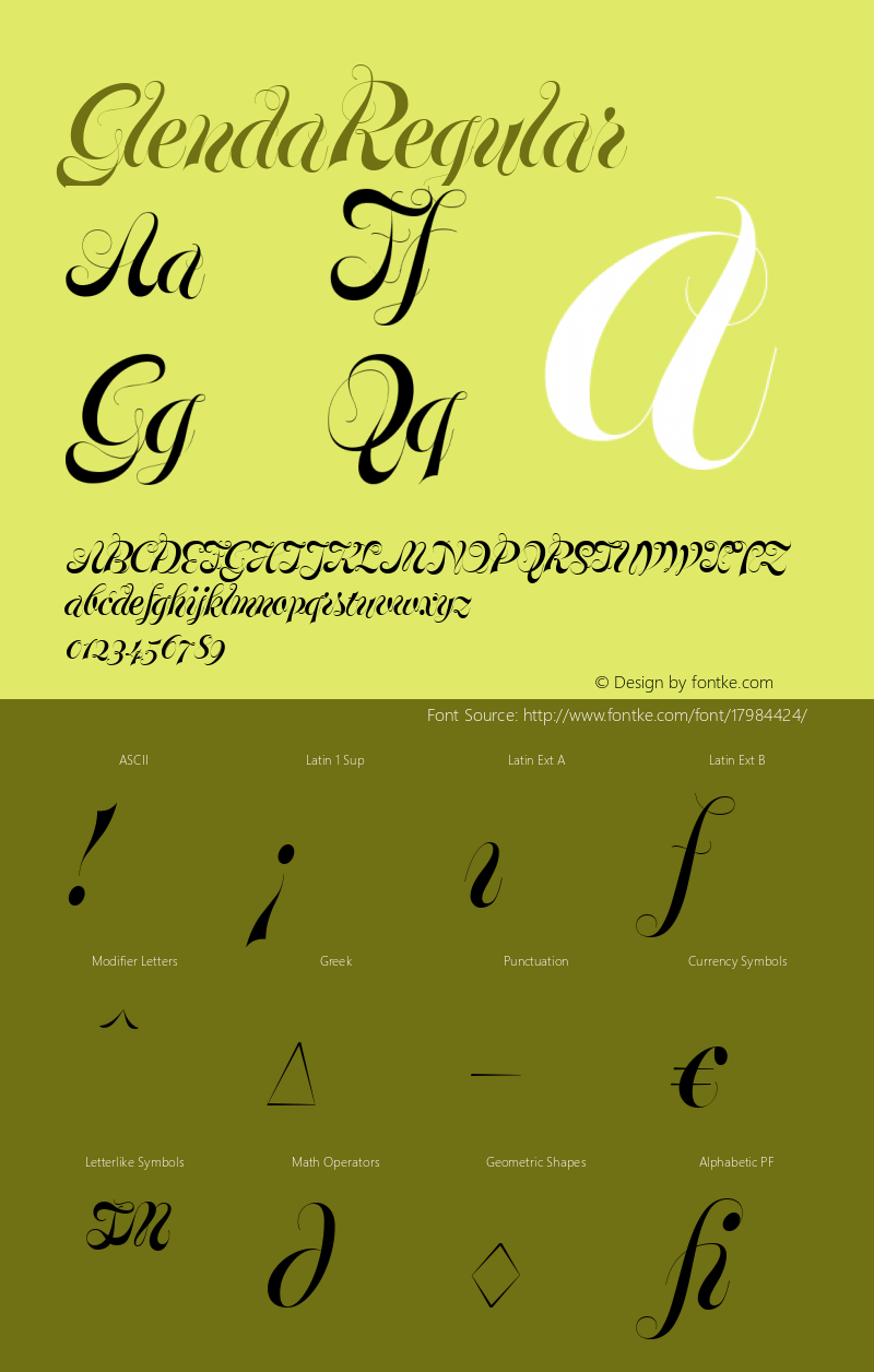 GlendaRegular ☞ Version 1.000;com.myfonts.hubertjocham.glenda.regular.wfkit2.3hTP图片样张