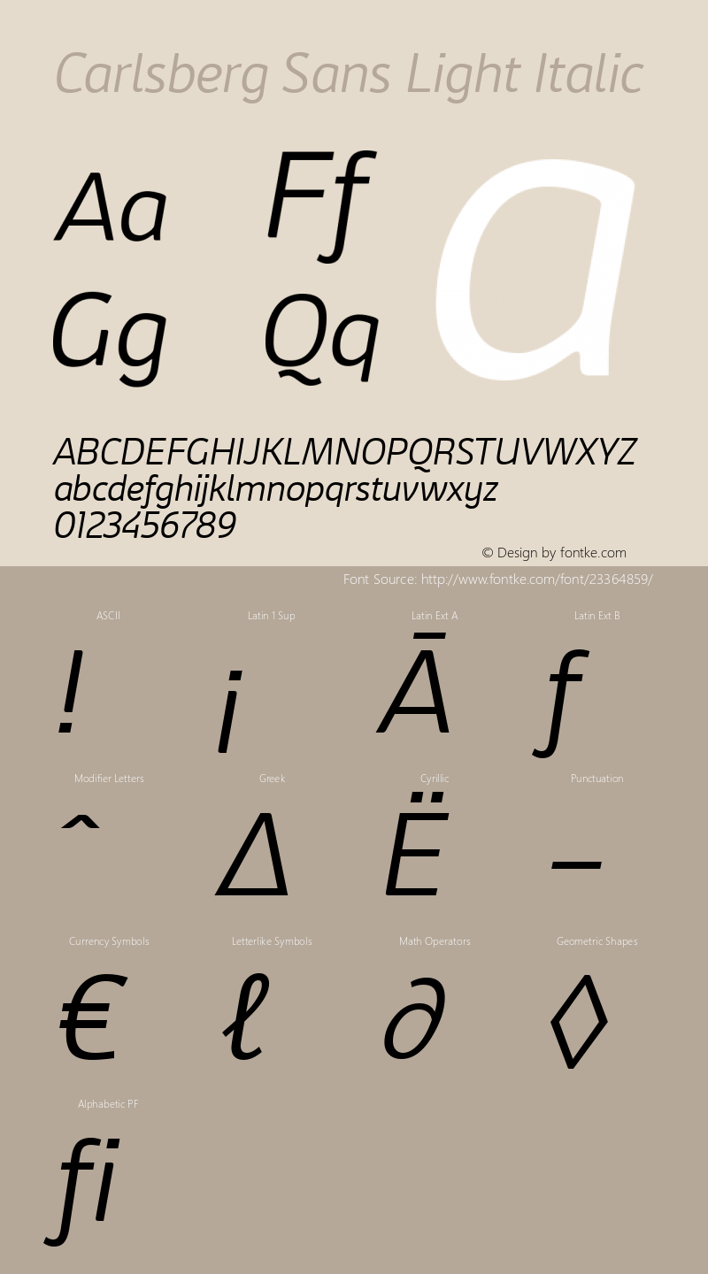 Carlsberg Sans Light Italic Version 2.000图片样张
