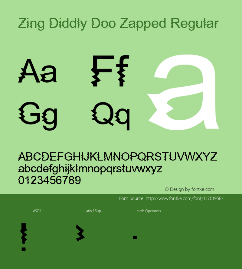 Zing Diddly Doo Zapped Regular 1999; 1.1     www.stimuleyefonts.com图片样张