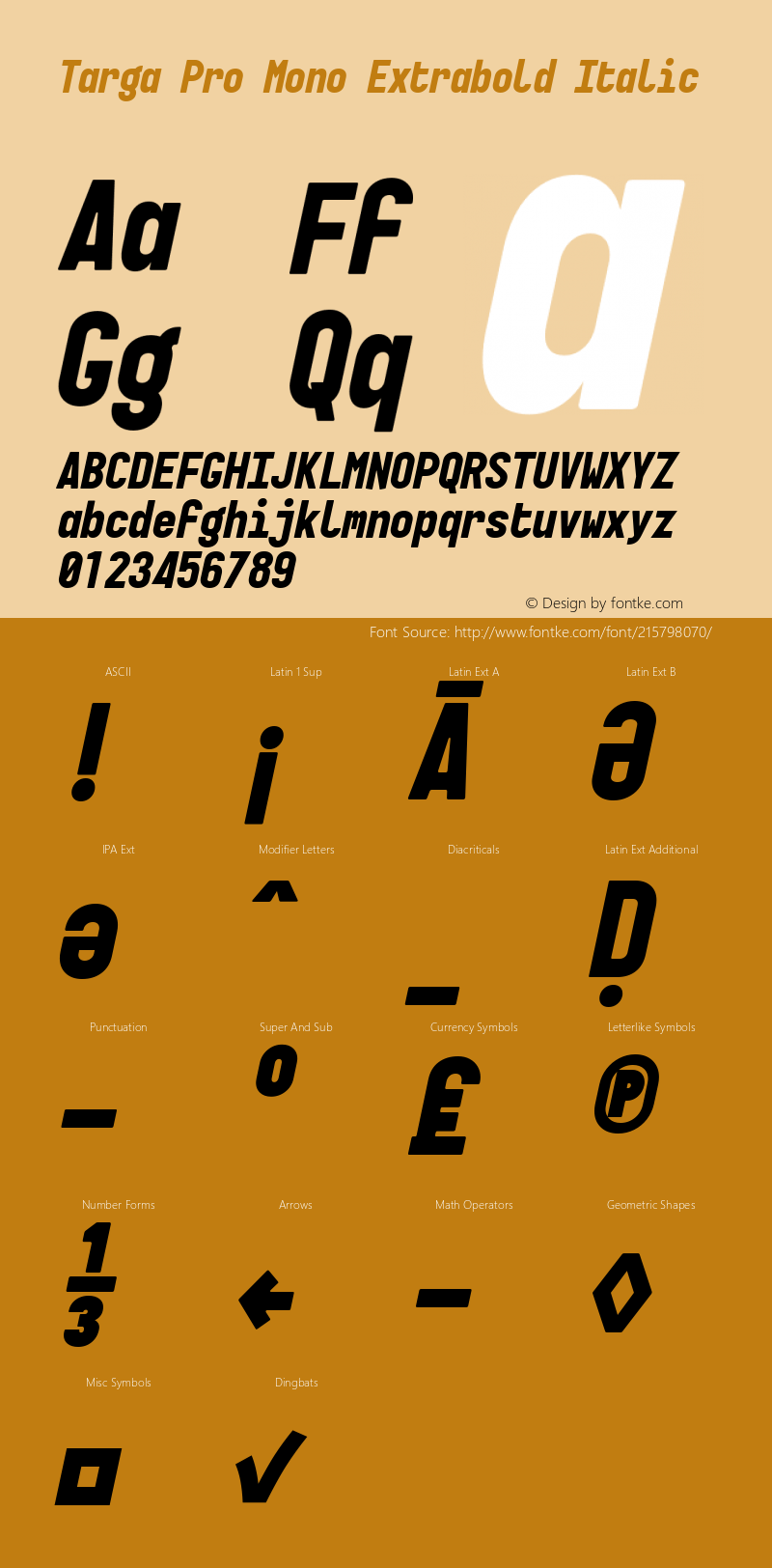 Targa Pro Mono Extrabold Italic Version 3.003图片样张