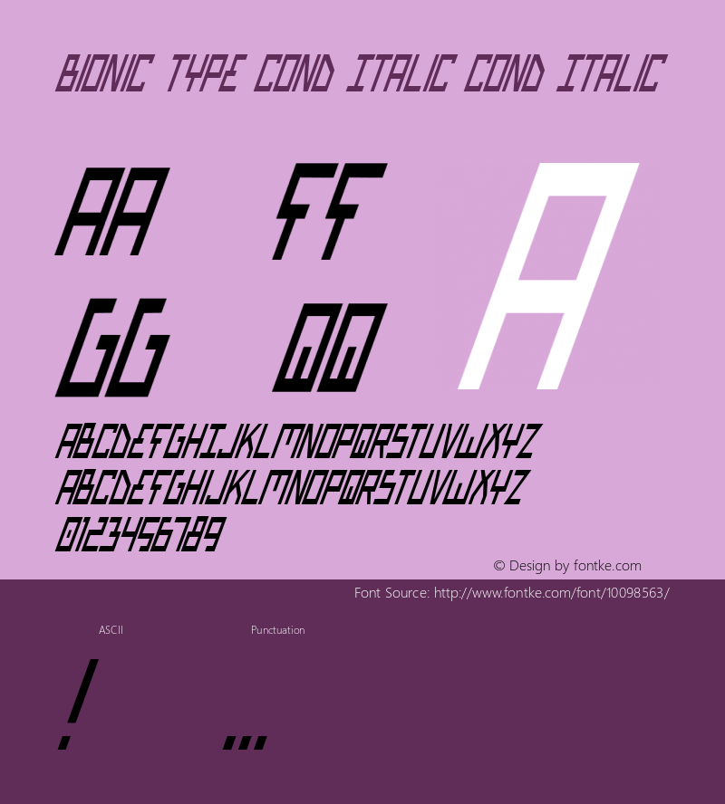 Bionic Type Cond Italic Cond Italic 1图片样张