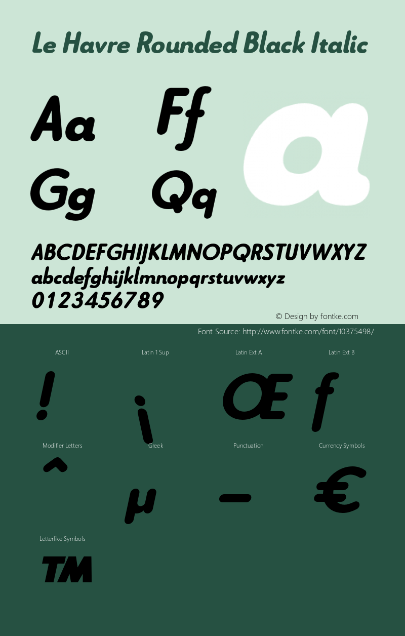 Le Havre Rounded Black Italic Version 1.000 2006 initial release图片样张