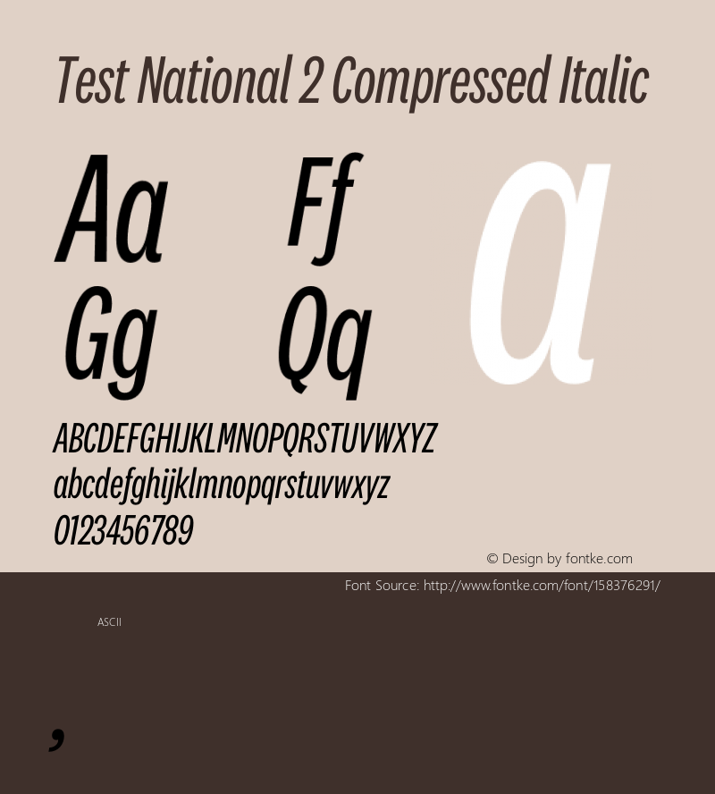 Test National 2 Cmp Italic Version 1.004;hotconv 1.0.116;makeotfexe 2.5.65601图片样张