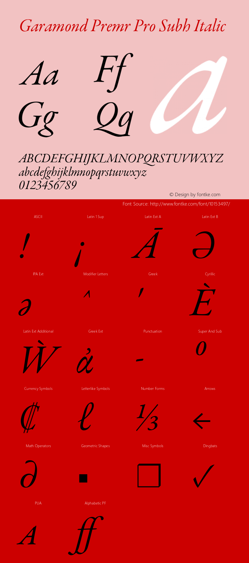 Garamond Premr Pro Subh Italic Version 1.014;PS 001.000;Core 1.0.38;makeotf.lib1.6.6565图片样张