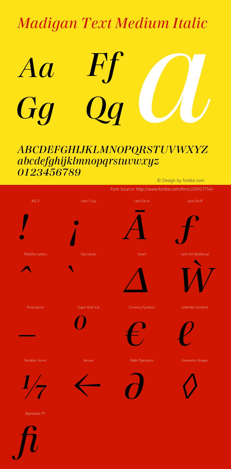 Madigan Text Medium Italic Version 1.000;hotconv 1.0.109;makeotfexe 2.5.65596图片样张
