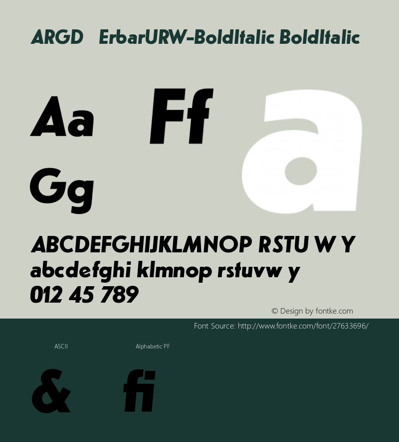 ARGDXQ+ErbarURW-BoldItalic Version 1.0图片样张
