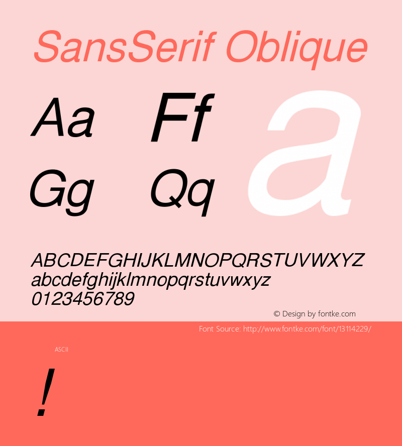 SansSerif Oblique Version 001.000图片样张