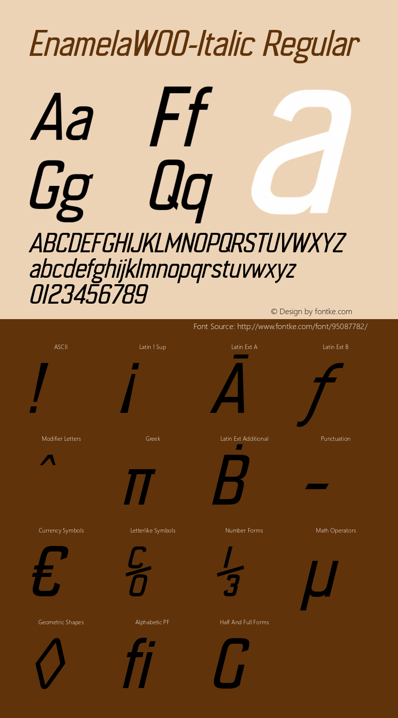 Enamela W00 Italic Version 2.00图片样张