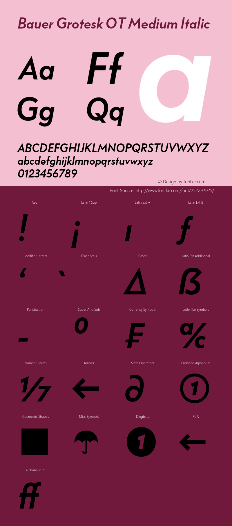 Bauer Grotesk OT Medium Italic Version 7.700, build 1040, FoPs, FL 5.04图片样张