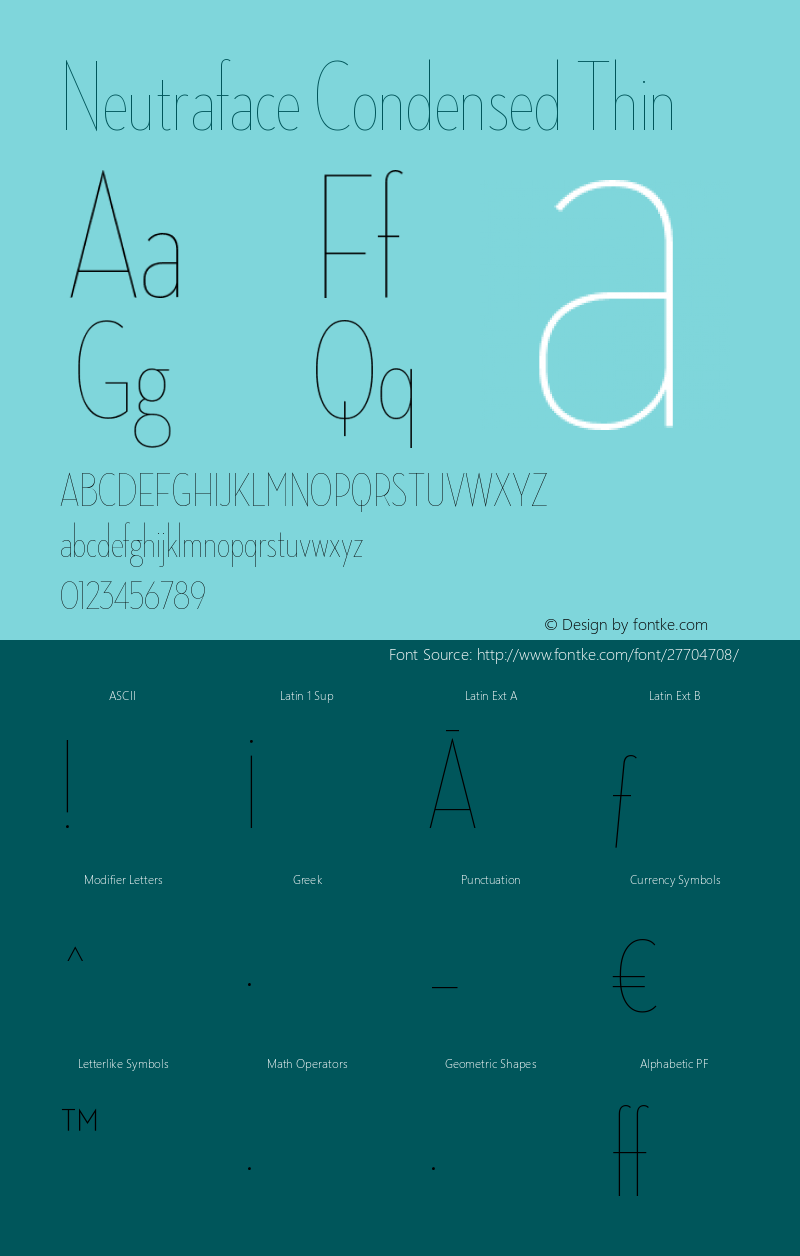 NeutrafaceCondensed-Thin Version 1.000;PS 001.001;hotconv 1.0.38图片样张