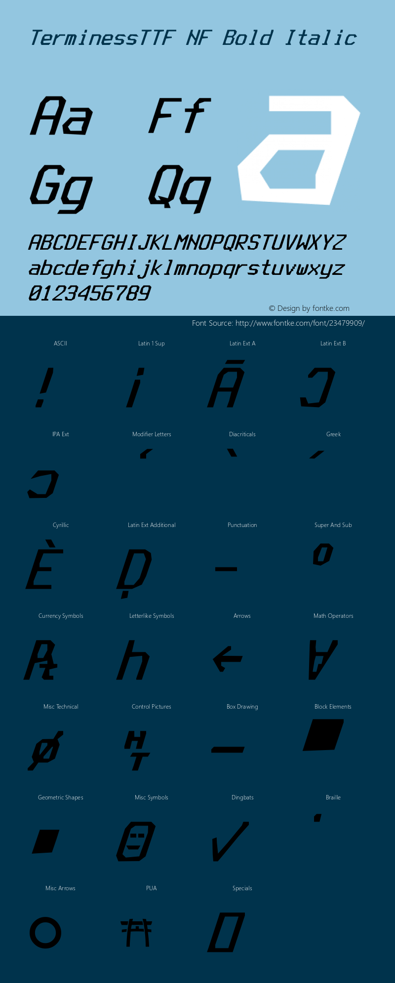 Terminess (TTF) Bold Italic Nerd Font Complete Mono Windows Compatible Version 4.40.1;Nerd Fonts 1.图片样张