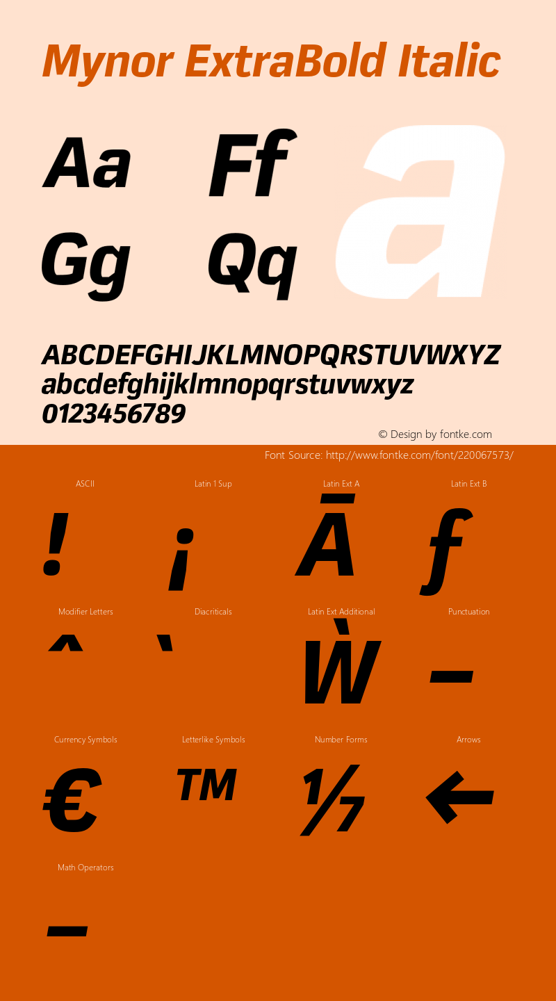 Mynor ExtraBold Italic Version 001.000 January 2019图片样张