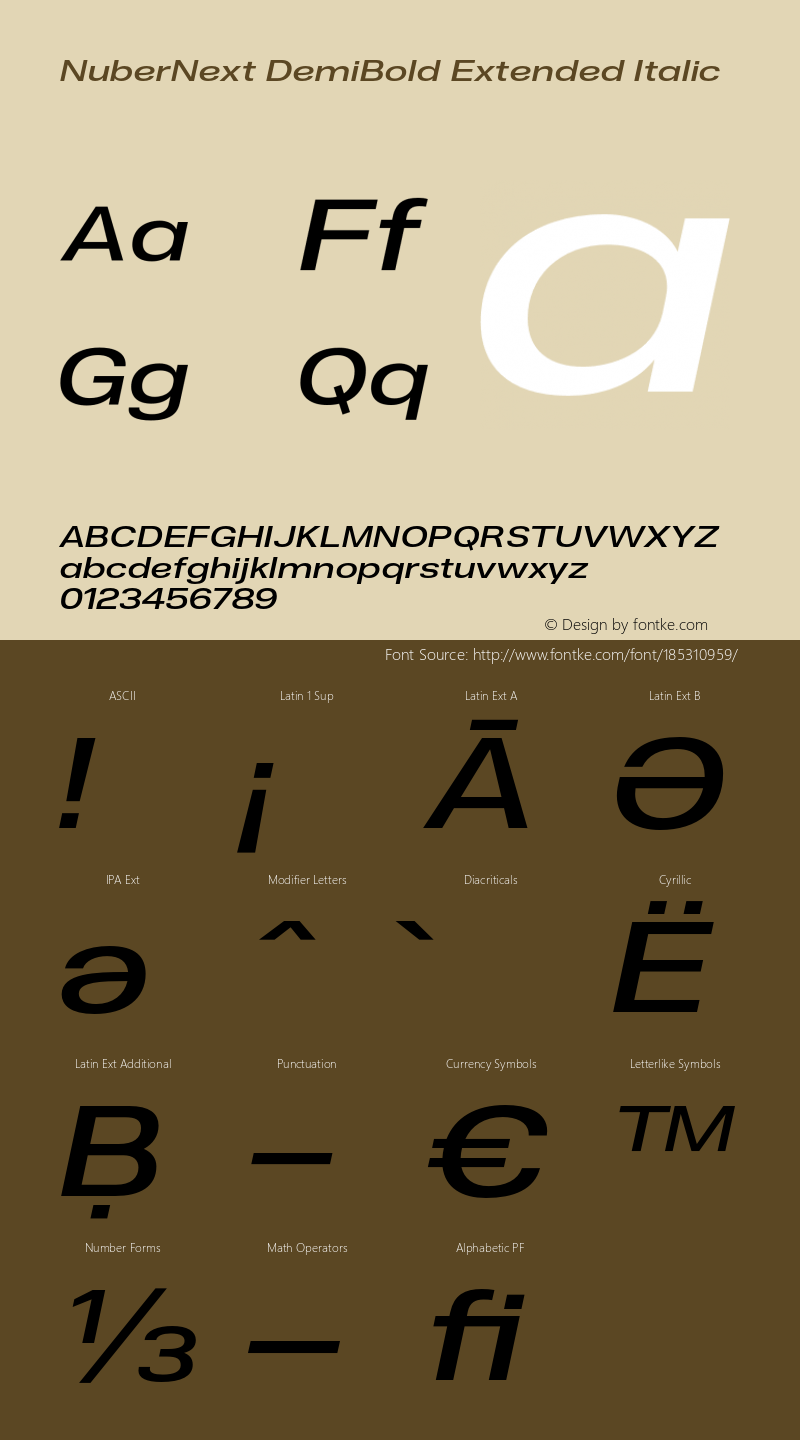 NuberNext DemiBold Extended Italic Version 001.002 February 2020图片样张