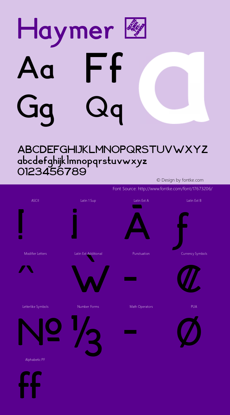 Haymer ☞ Version 1.000 2010 initial release;com.myfonts.easy.gatf.haymer.haymer.wfkit2.version.3rtc图片样张