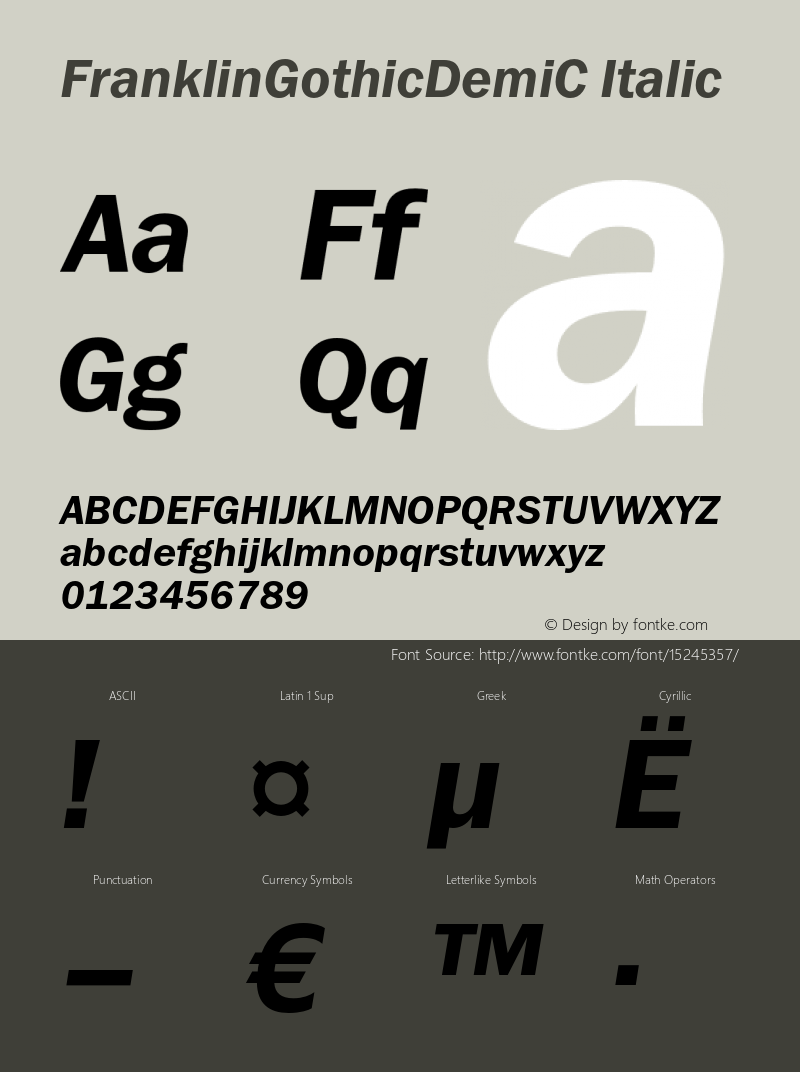 FranklinGothicDemiC Italic OTF 1.0;PS 001.000;Core 116;AOCW 1.0 161图片样张