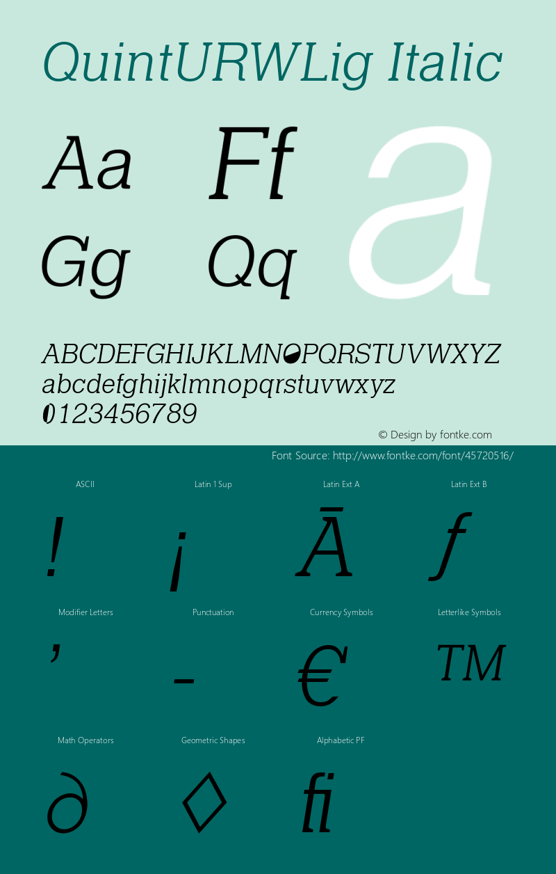 QuintURWLig Italic Version 1.00图片样张