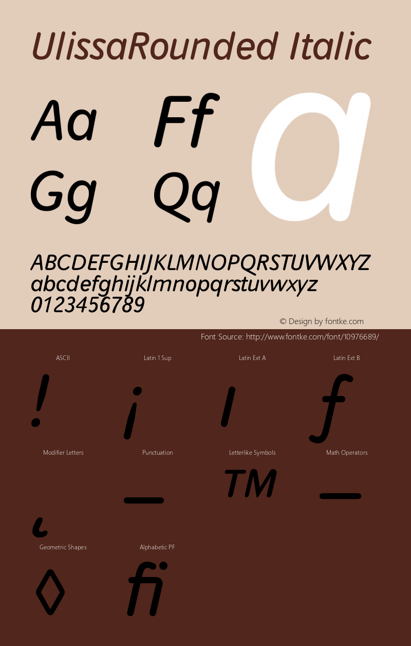 UlissaRounded Italic Version 001.000图片样张