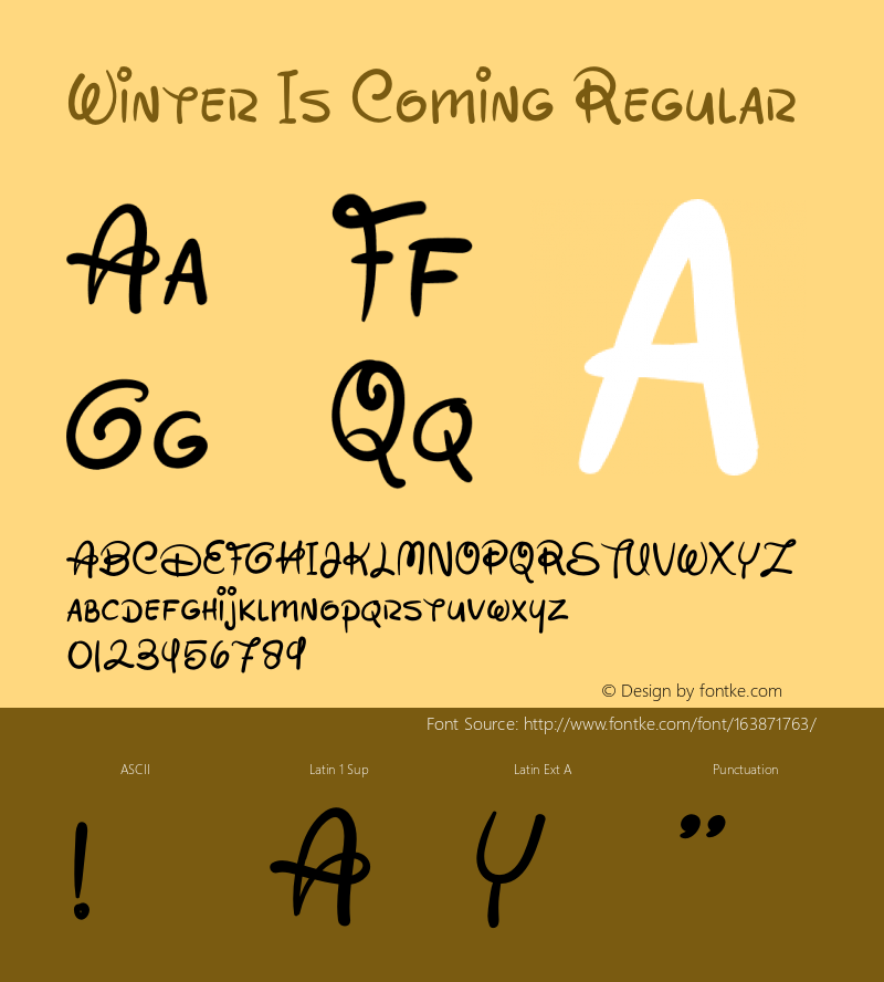 Winter Is Coming Version 1.00;May 10, 2021;FontCreator 13.0.0.2683 64-bit图片样张