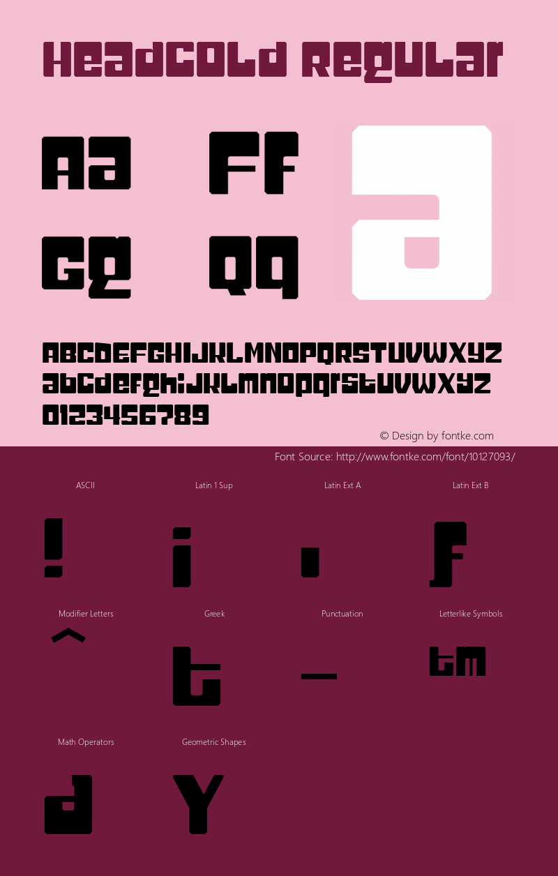Headcold Regular Macromedia Fontographer 4.1.5 2/26/04图片样张
