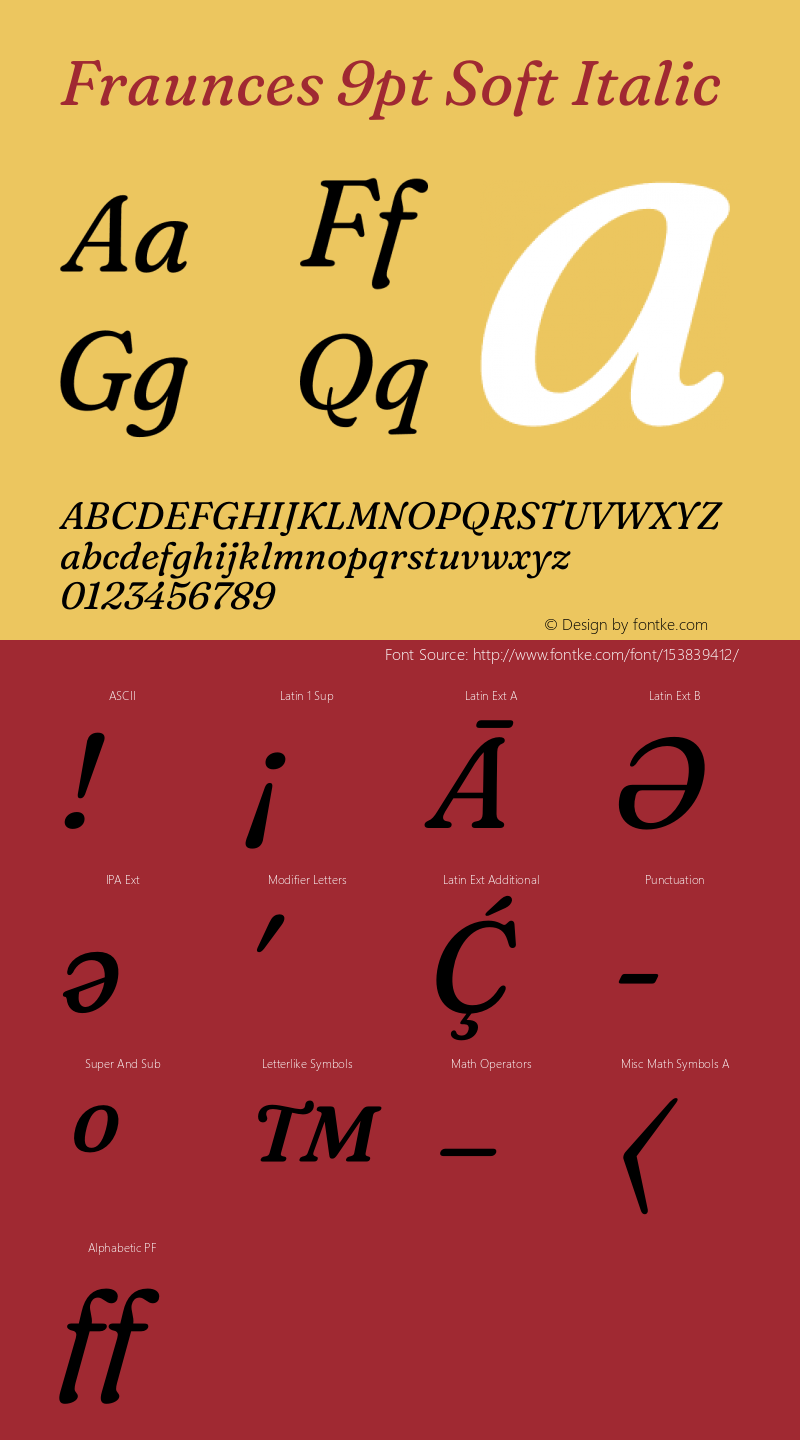 Fraunces 9pt Soft Italic Version 1.000;[f99f86859]图片样张