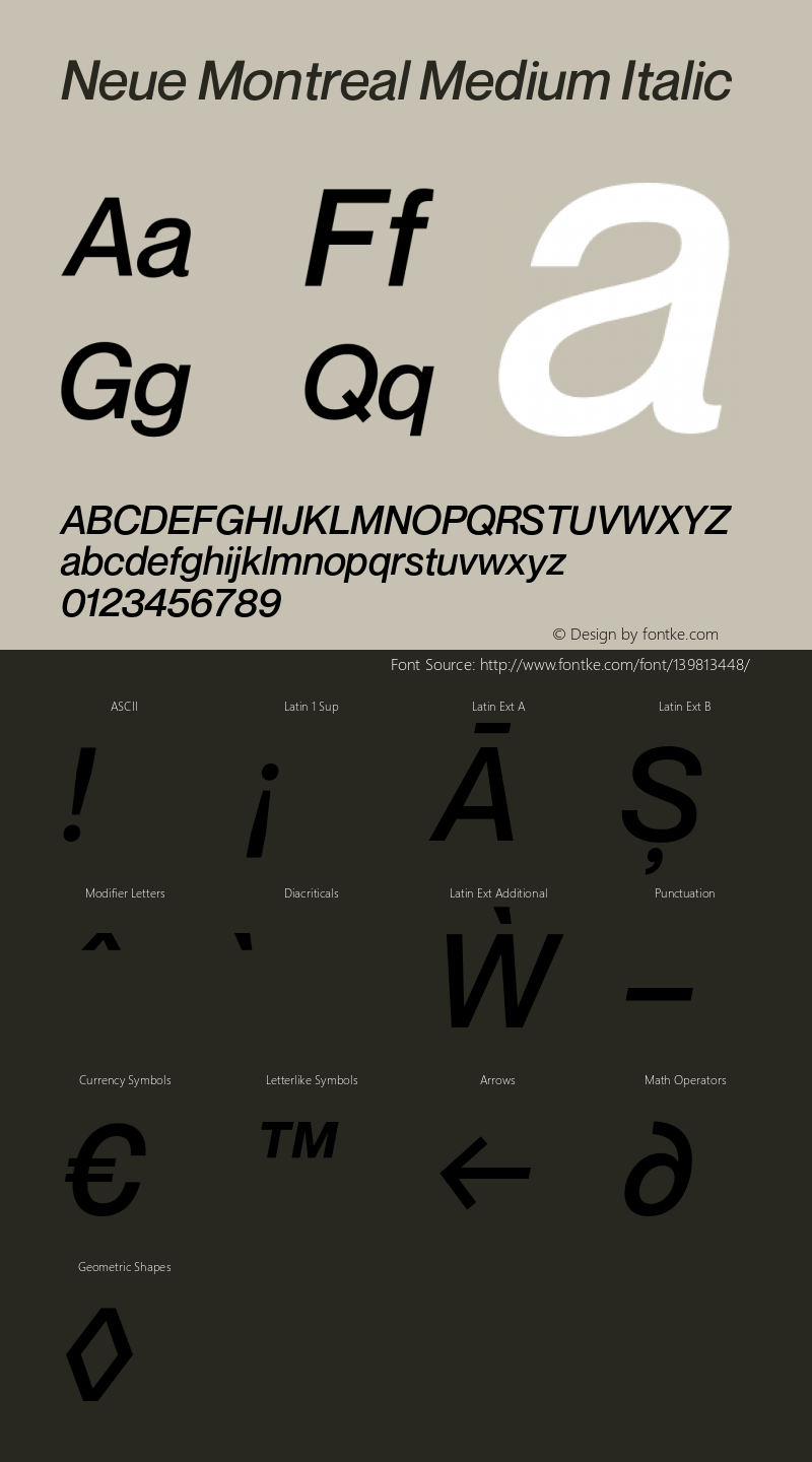 Neue Montreal Medium Italic Version 1.000;PS 001.000;hotconv 1.0.88;makeotf.lib2.5.64775图片样张