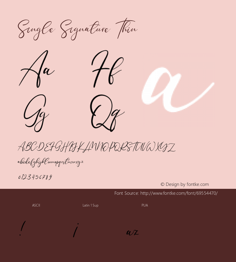 Single Signature Thin Version 1.00;June 16, 2020;FontCreator 12.0.0.2563 64-bit图片样张